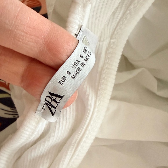 Zara NWOT White Poplin Ruffles Cotton Ribbed Bodysuit - Picture 2 of 4